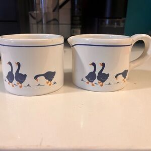 80’s Vintage Geese Sugar and Cream Set